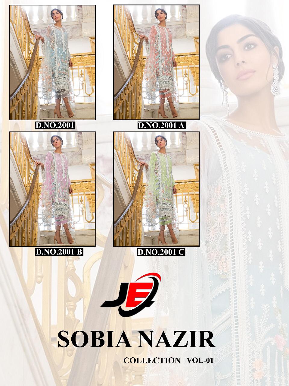 Sobia Nazir Collection Vol-1 By Je 2001 To 2001-c Series Designer Pakistani Suits Collection Beautiful Stylish Fancy Colorful Party Wear & Occasional Wear Heavy Soft Net With Embroidery Dresses At Wholesale Price