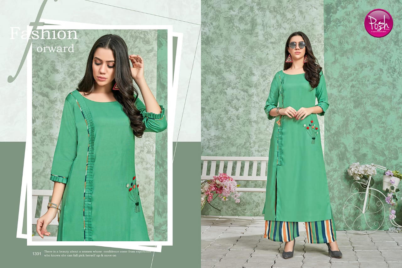 Sofiya By Posh 1301 To 1306 Series Beautiful Stylish Colorful Fancy Party Wear & Ethnic Wear & Ready To Wear Heavy Rayon Printed Kurtis At Wholesale Price