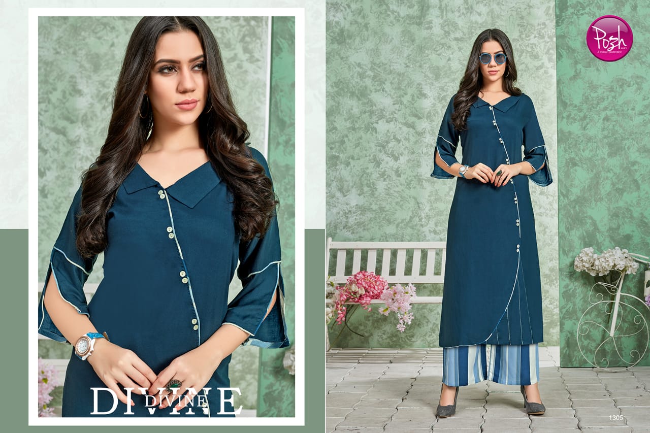 Sofiya By Posh 1301 To 1306 Series Beautiful Stylish Colorful Fancy Party Wear & Ethnic Wear & Ready To Wear Heavy Rayon Printed Kurtis At Wholesale Price