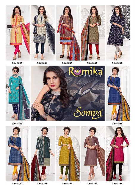 Somya Vol-14 By Romika Prints 1233 To 1244 Series Beautiful Suits Stylish Fancy Colorful Party Wear & Ethnic Wear Cotton Printed Dresses At Wholesale Price
