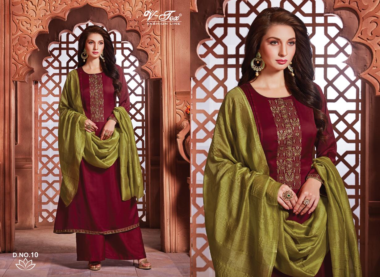 Song By V-tex 9 To 15 Series Beautiful Suits Colorful Stylish Fancy Casual Wear & Ethnic Wear Modal Satin With Embroidery Dresses At Wholesale Price