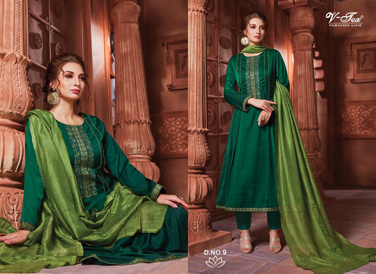 Song By V-tex 9 To 15 Series Beautiful Suits Colorful Stylish Fancy Casual Wear & Ethnic Wear Modal Satin With Embroidery Dresses At Wholesale Price