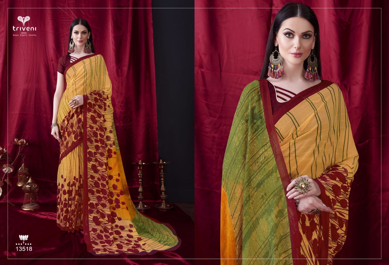 Sophie Vol-6 By Triveni 13513 To 13524 Series Indian Traditional Wear Collection Beautiful Stylish Fancy Colorful Party Wear & Occasional Wear Georgette Embroidered Sarees At Wholesale Price