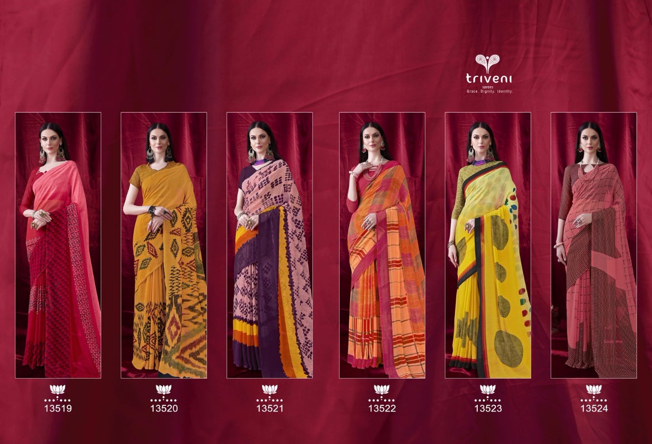 Sophie Vol-6 By Triveni 13513 To 13524 Series Indian Traditional Wear Collection Beautiful Stylish Fancy Colorful Party Wear & Occasional Wear Georgette Embroidered Sarees At Wholesale Price