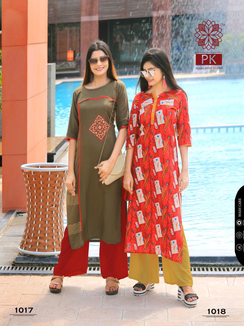 Basics Vol-11 By Pk 1001 To 1020 Series Stylish Fancy Beautiful Colorful Casual Wear & Ethnic Wear Heavy Rayon Print And Cotton Printed Kurtis At Wholesale Price