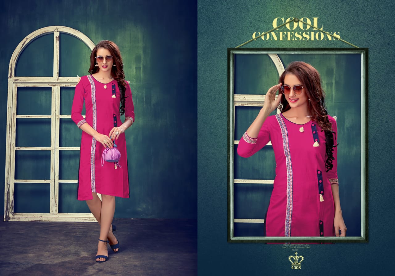 Sparsh By Diva Designs 4005 To 4011 Series Beautiful Stylish Fancy Colorful Casual Wear & Ethnic Wear & Ready To Wear Cotton Silk Kurtis At Wholesale Price