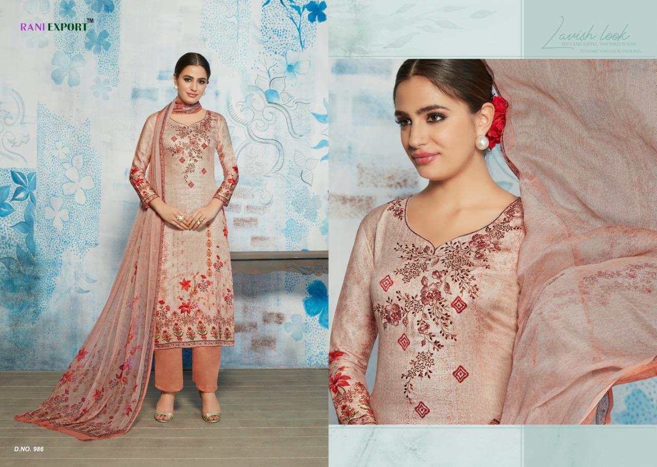 Spice Bloom By Rani Exports 984 To 990 Beautiful Suits Stylish Colorful Fancy Casual Wear & Ethnic Wear Pure Zam Cotton Digital Print With Embroidery Dresses At Wholesale Price