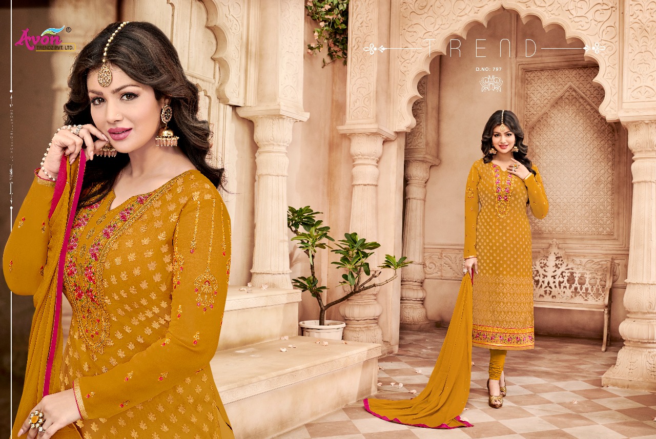 Star Brasso Vol-6 By Avon Trendz 791 To 797 Series Beautiful Designer Embroidered Suits Colorful Fancy Party Wear & Occasional Wear Brasso Dresses At Wholesale Price