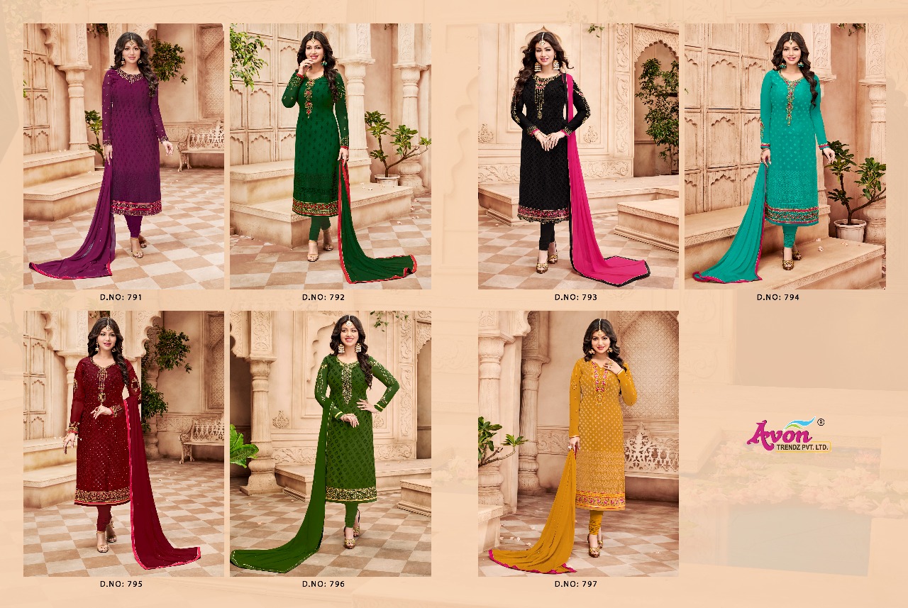 Star Brasso Vol-6 By Avon Trendz 791 To 797 Series Beautiful Designer Embroidered Suits Colorful Fancy Party Wear & Occasional Wear Brasso Dresses At Wholesale Price