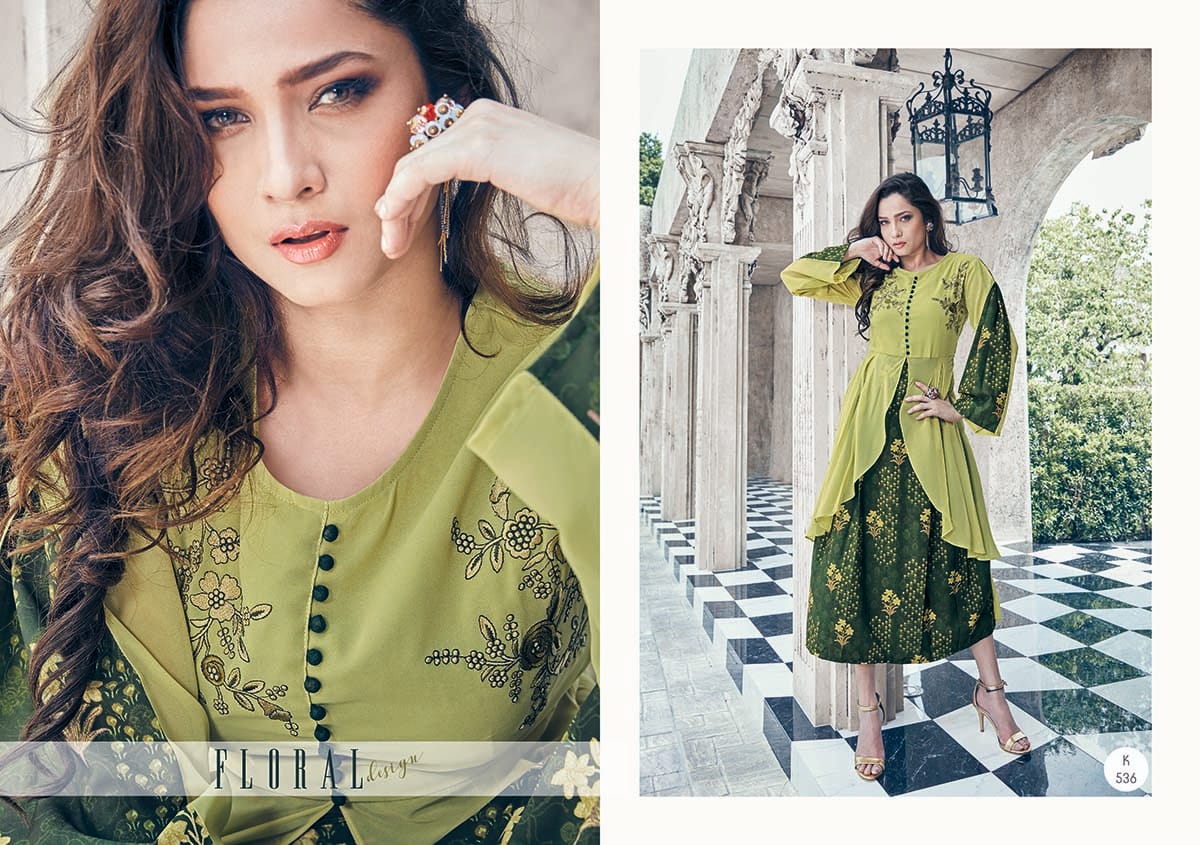 Star Light Vol-3 By Eternal 534 To 539 Series Beautiful Stylish Fancy Colorful Casual Wear & Ethnic Wear & Ready To Wear Faux Georgette Kurtis At Wholesale Price