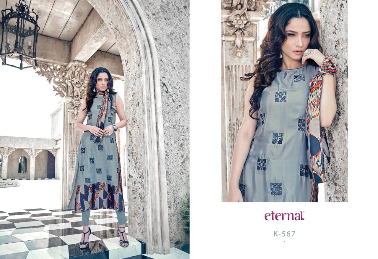 Star Light Vol-4 By Eternal 566 To 571 Series Beautiful Stylish Fancy Colorful Casual Wear & Ethnic Wear & Ready To Wear Satin/crepe/georgette/silk Kurtis At Wholesale Price