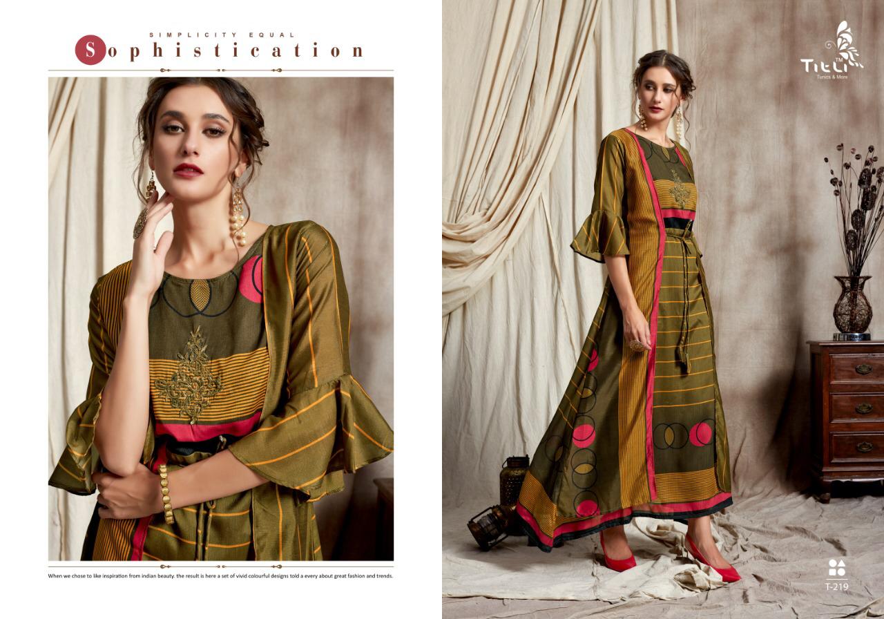 Stardom Vol-3 By Titli 217  To 222 Series Beautiful Colorful Stylish Fancy Party Wear & Ethnic Wear & Ready To Wear Fancy Printed Kurtis At Wholesale Price