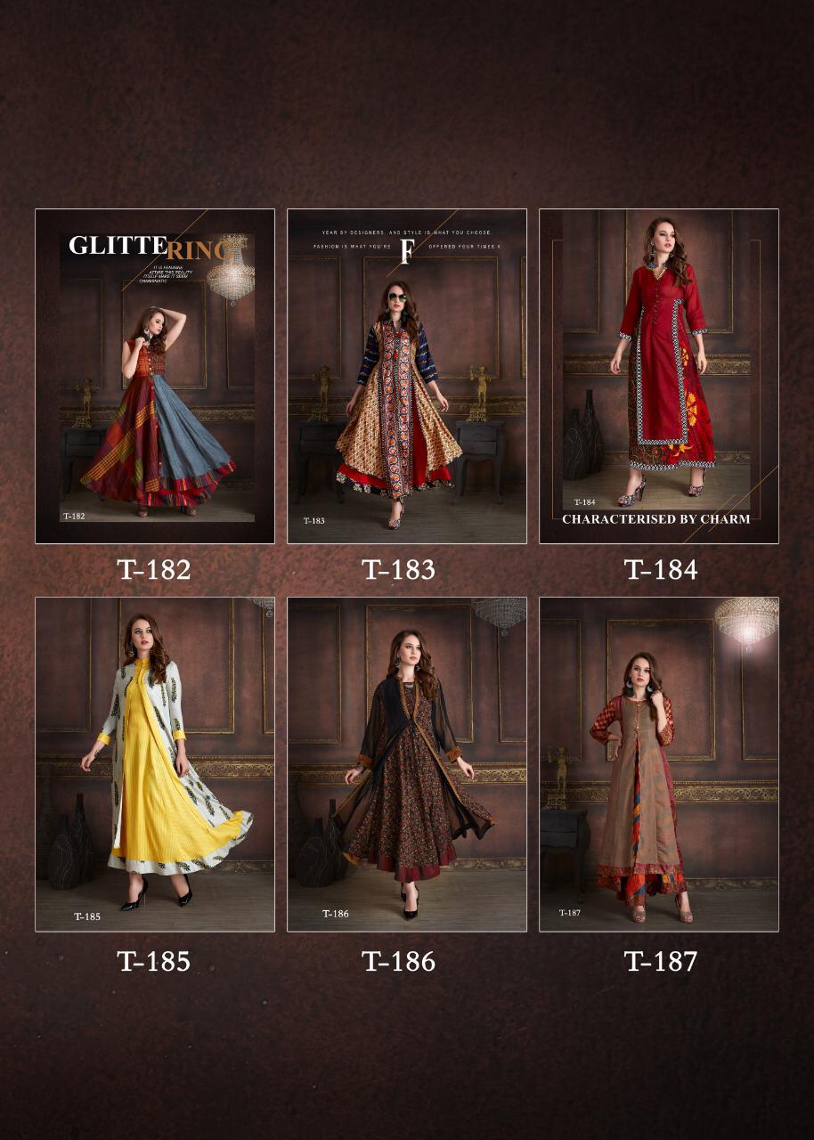 Stardom By Titli 182 To 187 Series Beautiful Colorful Stylish Fancy Party Wear & Ethnic Wear & Ready To Wear Silk & Georgette Printed Kurtis At Wholesale Price