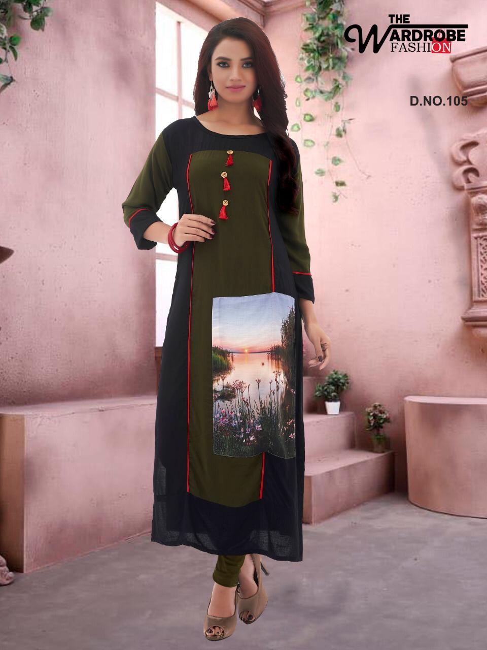 Straight By Wardrobe 101 To 108 Series Designer Beautiful Stylish Colorful Fancy Beautiful Party Wear & Ethnic Wear Rayon Printed Kurtis At Wholesale Price