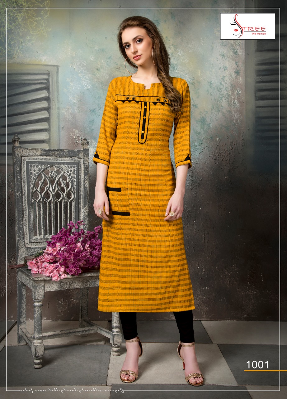 Stree The Woman By Shree Creation 1006 To 1006 Series Beautiful Colorful Stylish Fancy Party Wear & Ethnic Wear & Ready To Wear Heavy Rayon Weaving Dobby Pattern Kurtis At Wholesale Price