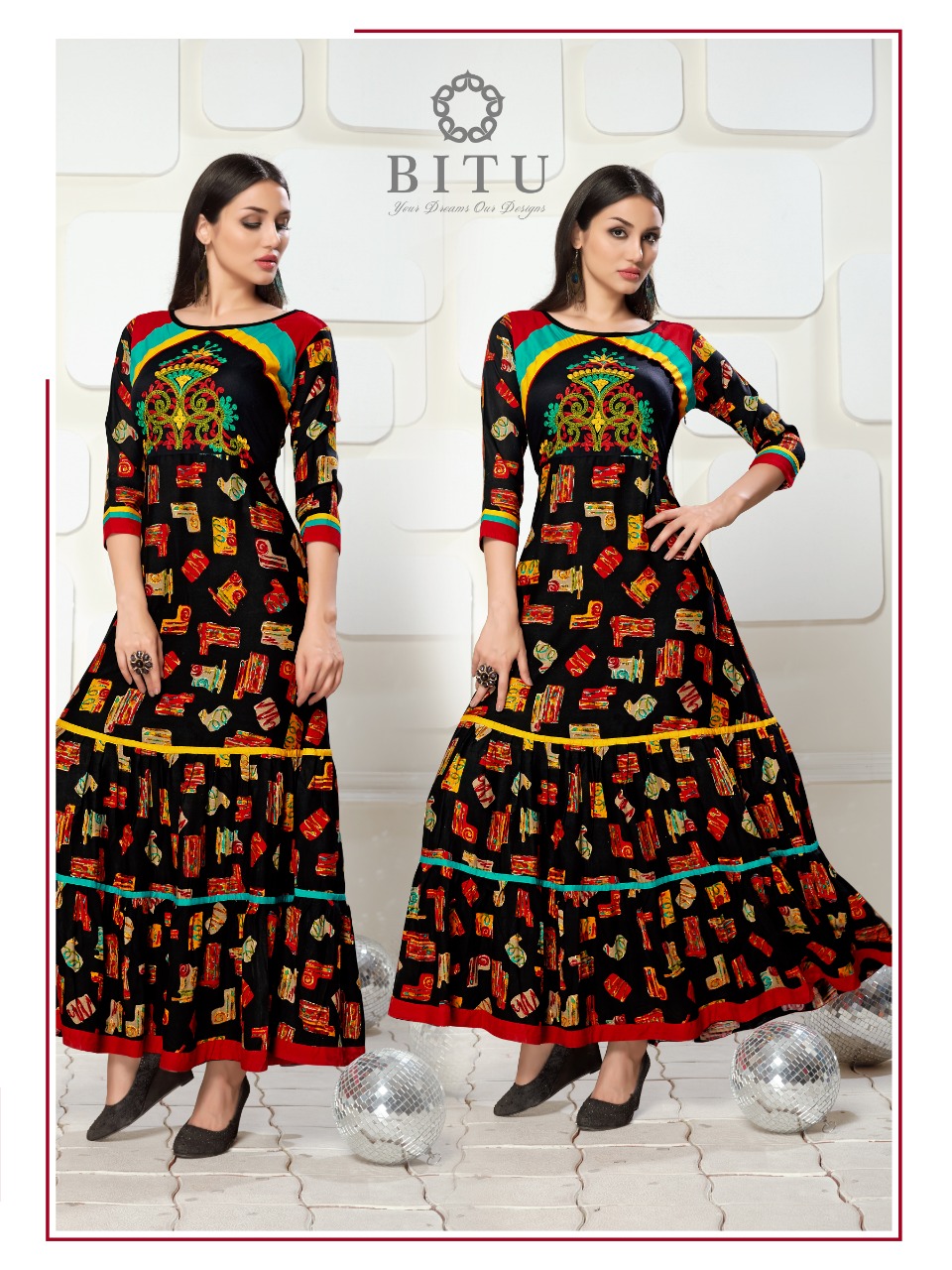 Stripes By Bitu 9054 To 9058 Series Beautiful Stylish Fancy Colorful Casual Wear & Ethnic Wear & Ready To Wear Rayon Discharge Printed Kurtis At Wholesale Price