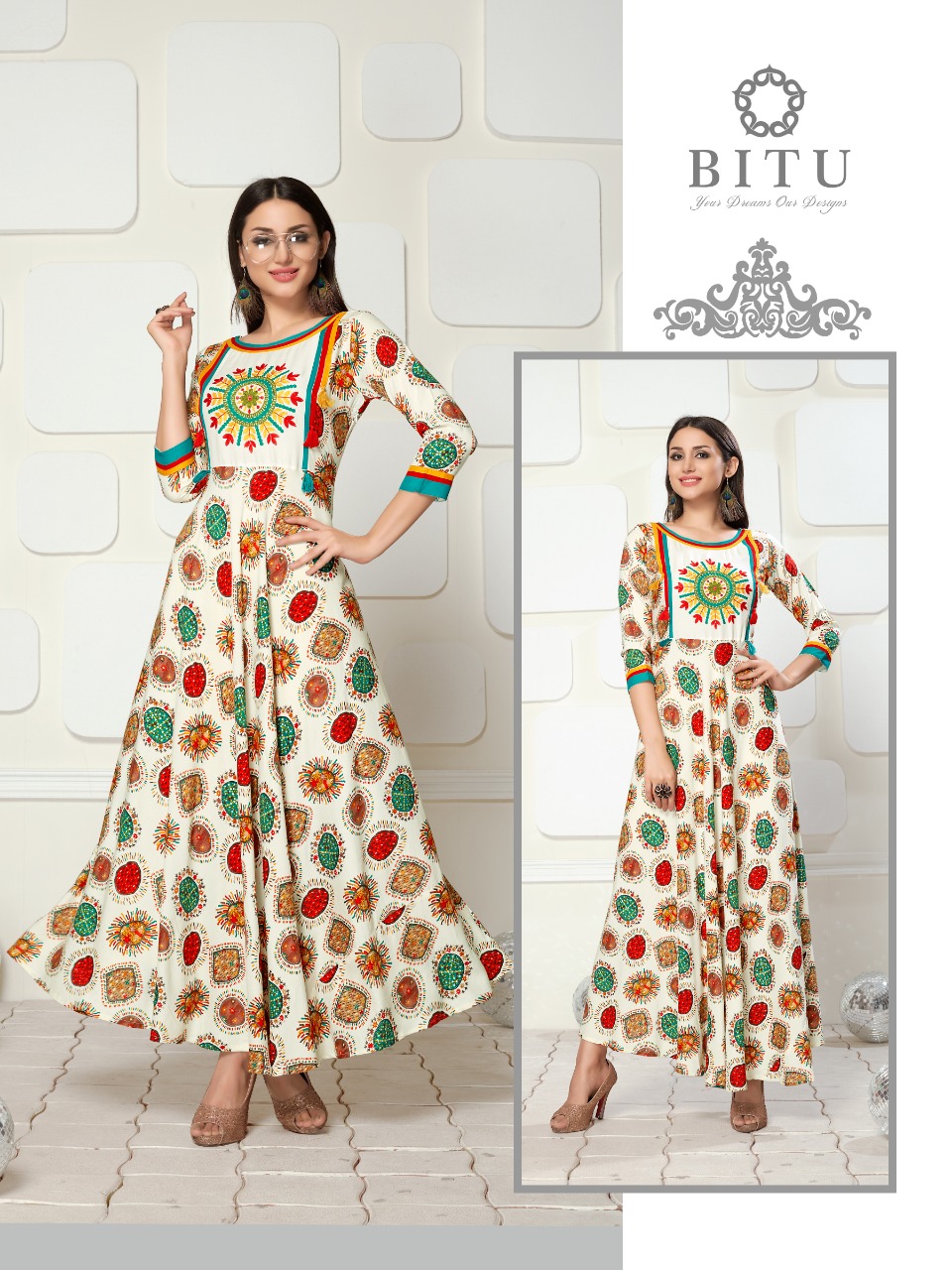 Stripes By Bitu 9054 To 9058 Series Beautiful Stylish Fancy Colorful Casual Wear & Ethnic Wear & Ready To Wear Rayon Discharge Printed Kurtis At Wholesale Price