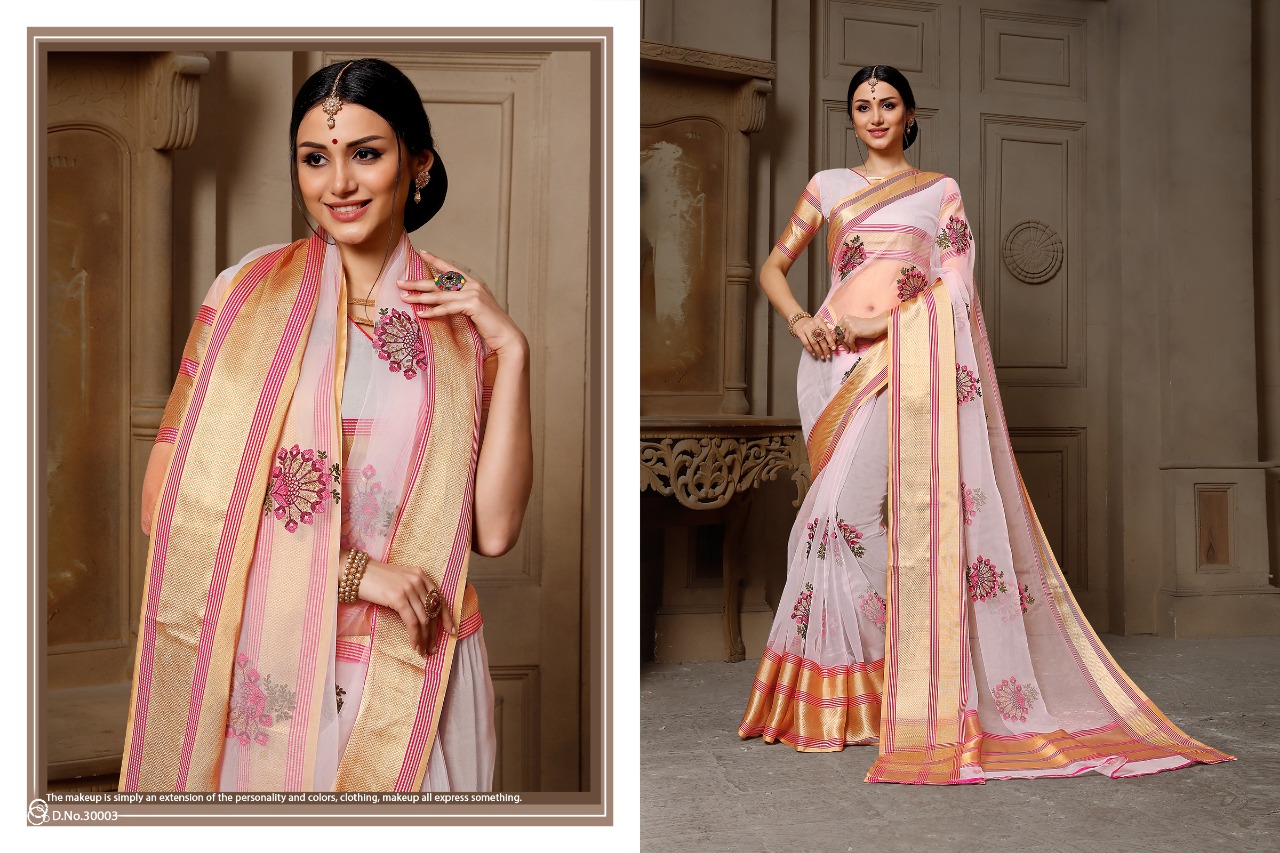 Stuti By Aanchal Sarees 30001 To 30010 Series Indian Traditional Wear Collection Beautiful Stylish Fancy Colorful Party Wear & Occasional Wear Organza Embroidered Sarees At Wholesale Price
