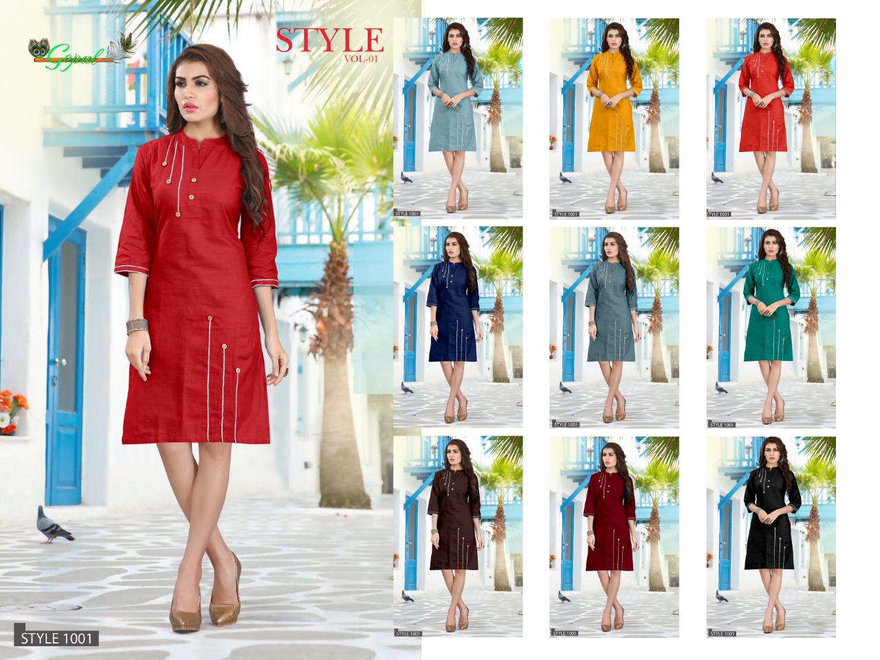 Style Vol-1 By Gopal 1001 To 1009 Series Stylish Fancy Beautiful Colorful Casual Wear & Ethnic Wear Heavy Cotton Slub Kurtis At Wholesale Price