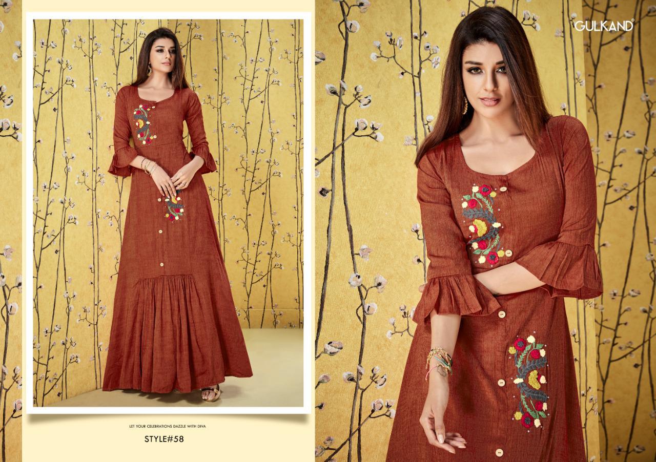 Suhana By Gulkand 57 To 62 Series  Beautiful Colorful Stylish Fancy Casual Wear & Ethnic Wear & Ready To Wear Heavy Two Tone Rayon Gown At Wholesale Price