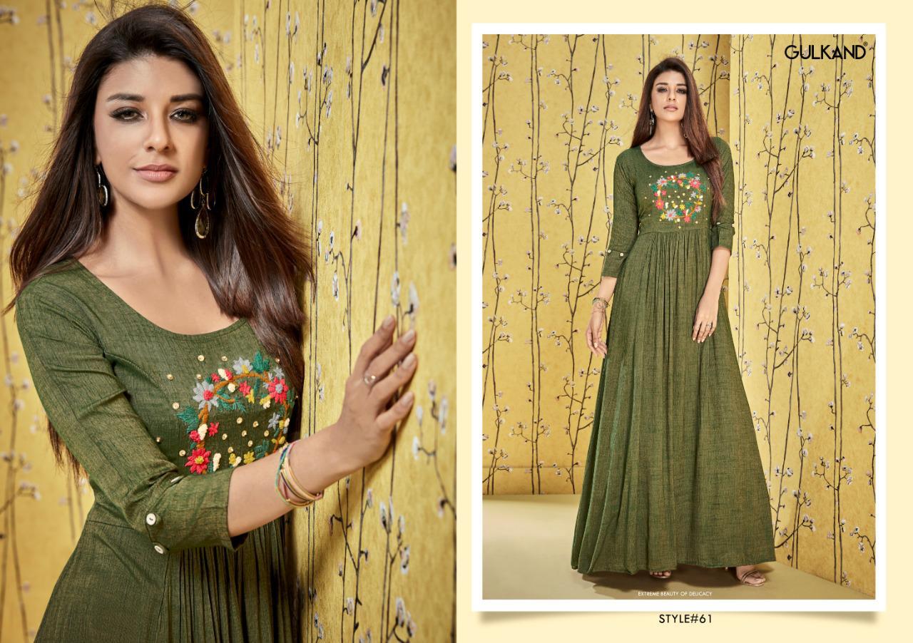 Suhana By Gulkand 57 To 62 Series  Beautiful Colorful Stylish Fancy Casual Wear & Ethnic Wear & Ready To Wear Heavy Two Tone Rayon Gown At Wholesale Price