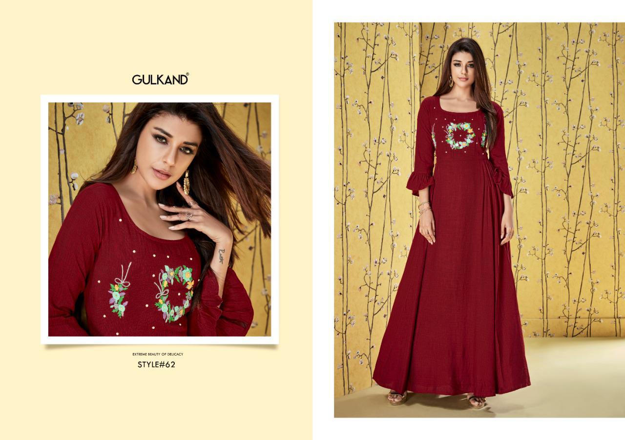 Suhana By Gulkand 57 To 62 Series  Beautiful Colorful Stylish Fancy Casual Wear & Ethnic Wear & Ready To Wear Heavy Two Tone Rayon Gown At Wholesale Price