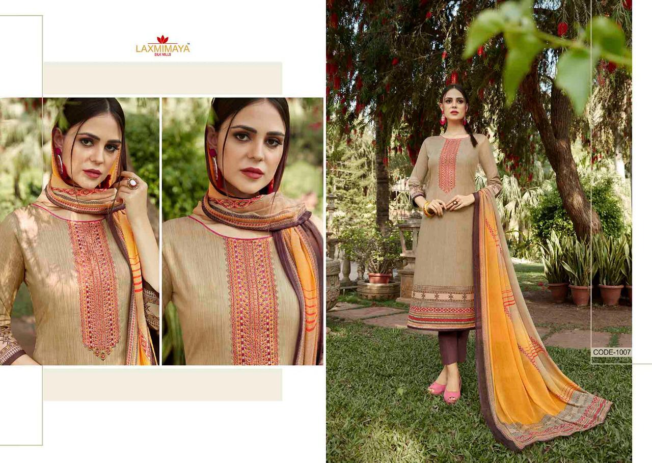 Suhana By Laxmimaya Silk Mills 1001 To 1010 Series Suits Beautiful Stylish Fancy Colorful Party Wear & Occasional Wear Pure Cotton Lawn Printed  Dresses At Wholesale Price