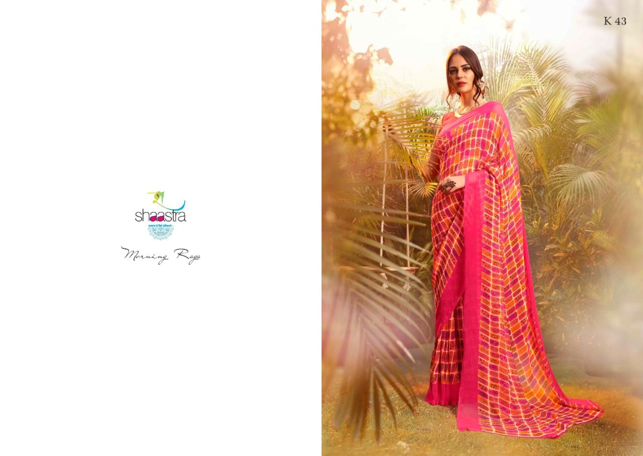 Suhane Mausam By Shaastra Saree 41 To 50 Series Indian Traditional Wear Collection Beautiful Stylish Fancy Colorful Party Wear & Occasional Wear Pure Bemberg Georgette Printed Sarees At Wholesale Price