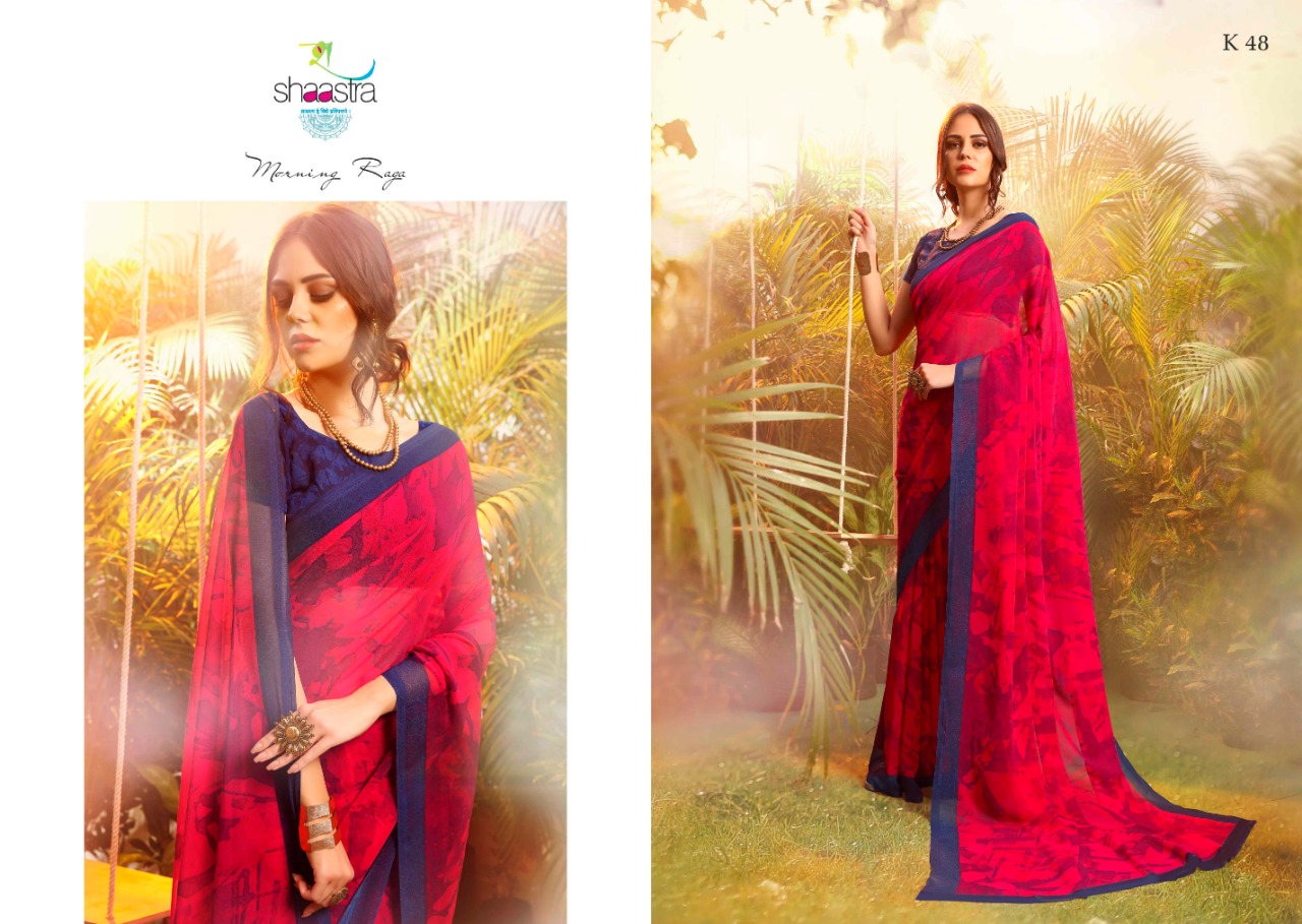 Suhane Mausam By Shaastra Saree 41 To 50 Series Indian Traditional Wear Collection Beautiful Stylish Fancy Colorful Party Wear & Occasional Wear Pure Bemberg Georgette Printed Sarees At Wholesale Price