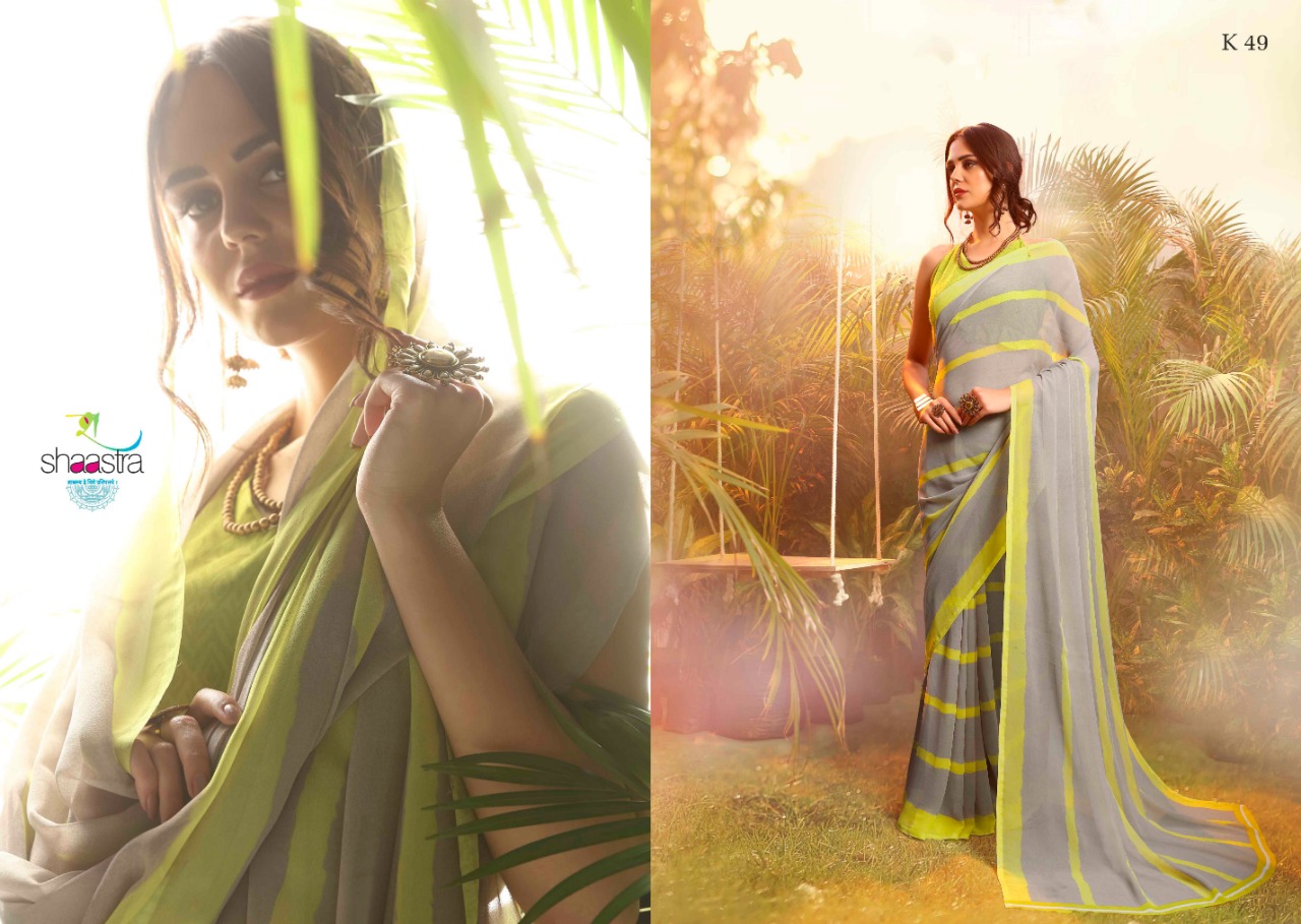 Suhane Mausam By Shaastra Saree 41 To 50 Series Indian Traditional Wear Collection Beautiful Stylish Fancy Colorful Party Wear & Occasional Wear Pure Bemberg Georgette Printed Sarees At Wholesale Price