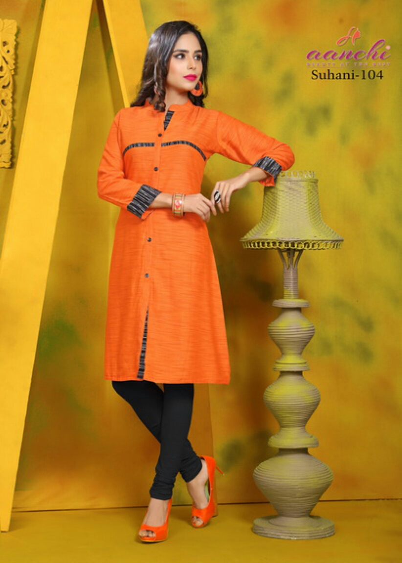 Suhani By Aanchi 101 To 108 Series Stylish Colorful Fancy Beautiful Casual Wear & Ethnic Wear Collection Rayon Cross Style Kurtis At Wholesale Price