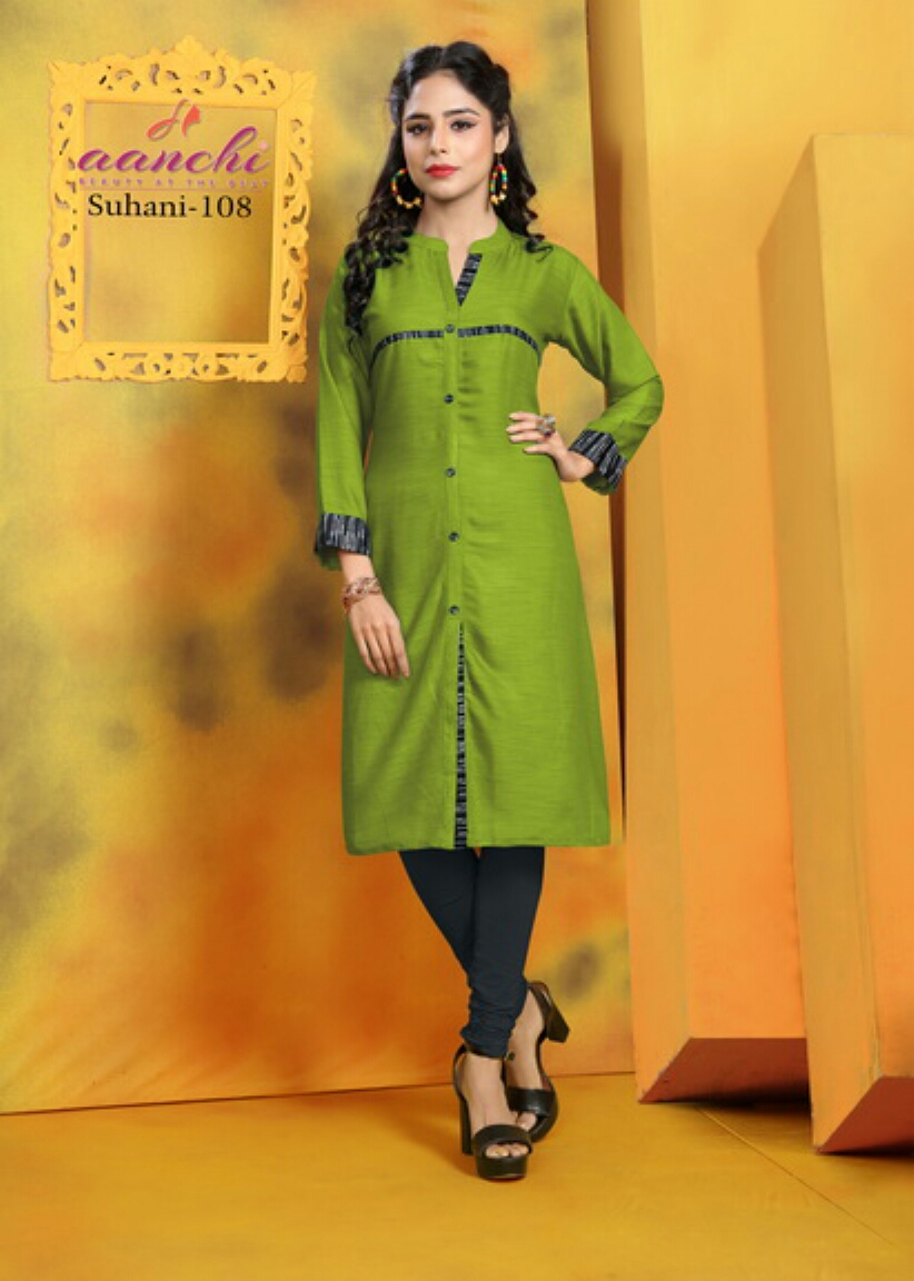 Suhani By Aanchi 101 To 108 Series Stylish Colorful Fancy Beautiful Casual Wear & Ethnic Wear Collection Rayon Cross Style Kurtis At Wholesale Price