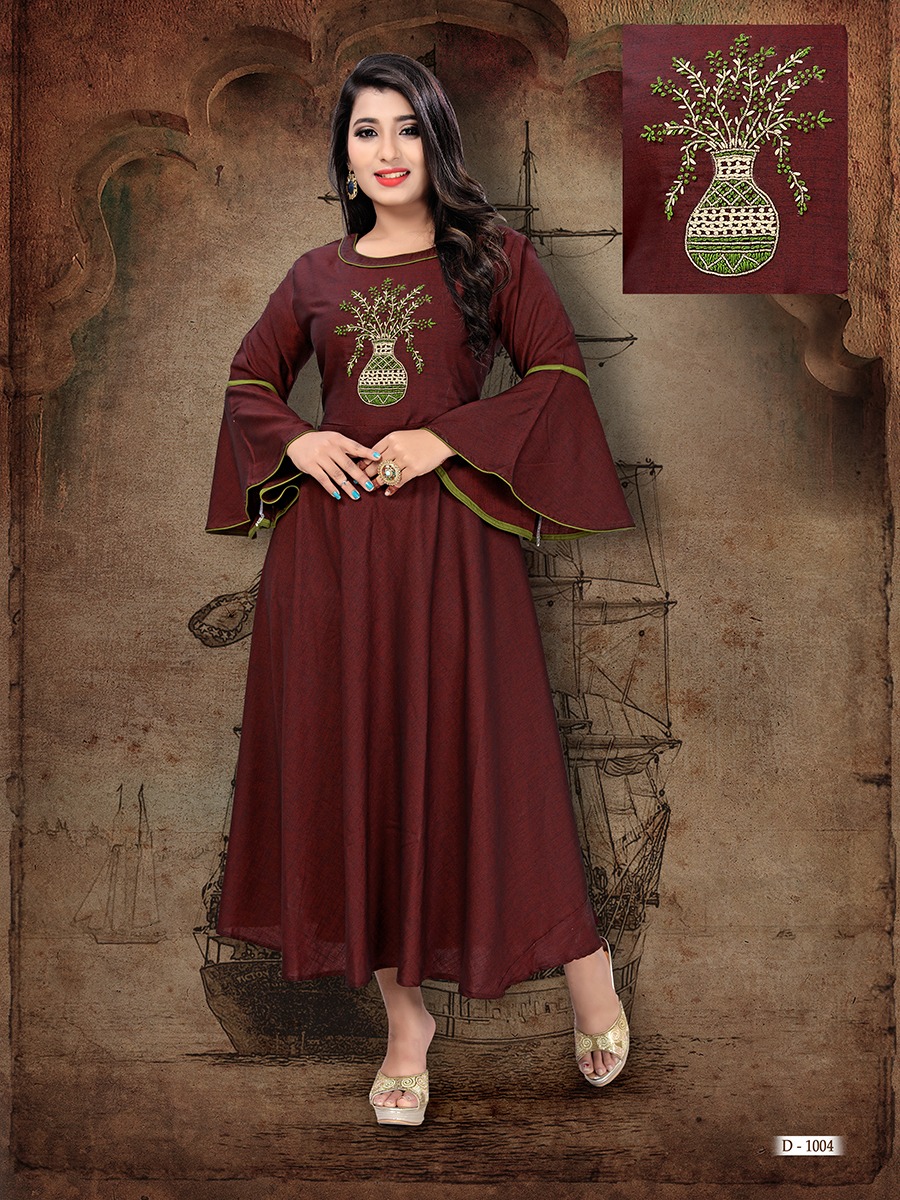 Suhani By Fs 1001 To 1006 Series Beautiful Stylish Colorful Fancy Party Wear & Ethnic Wear & Ready To Wear Rayon Slub Two Tone Kurtis At Wholesale Price
