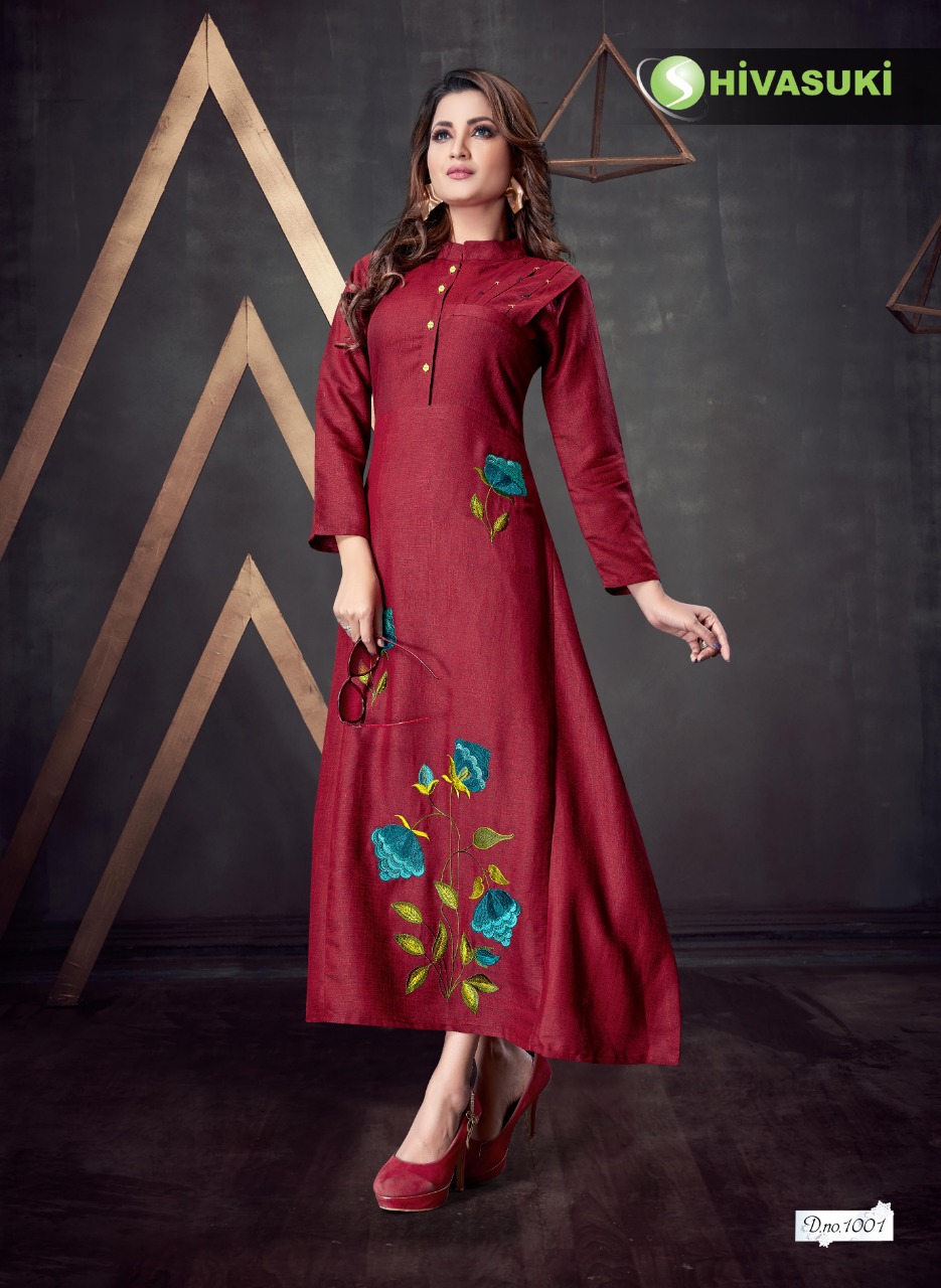 Sui Dhaaga By Shivasuki 1001 To 1006 Series Beautiful Stylish Colorful Fancy Party Wear & Ethnic Wear & Ready To Wear Heavy Rayon Slub Embroidered Kurtis At Wholesale Price