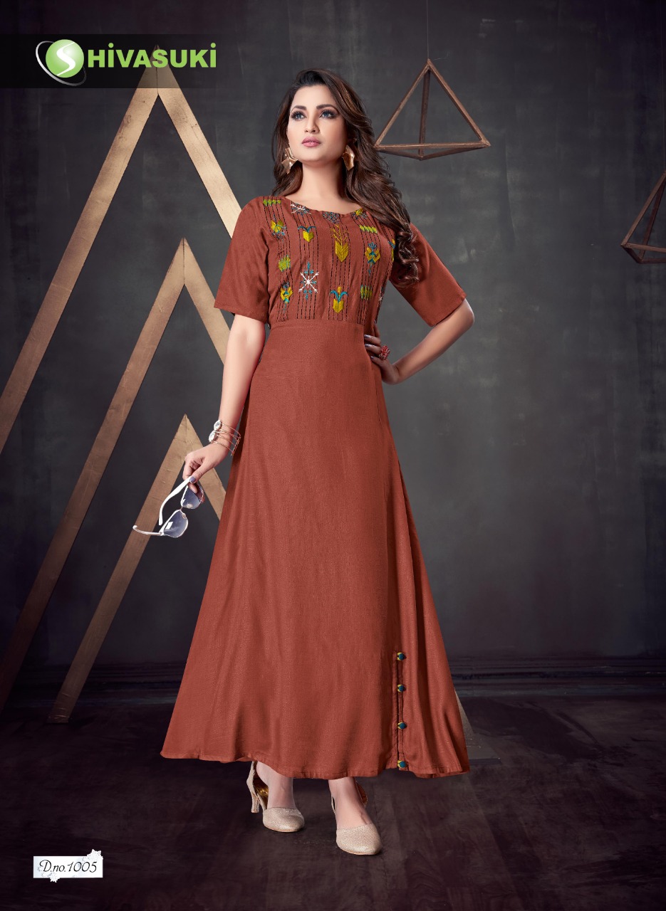 Sui Dhaaga By Shivasuki 1001 To 1006 Series Beautiful Stylish Colorful Fancy Party Wear & Ethnic Wear & Ready To Wear Heavy Rayon Slub Embroidered Kurtis At Wholesale Price