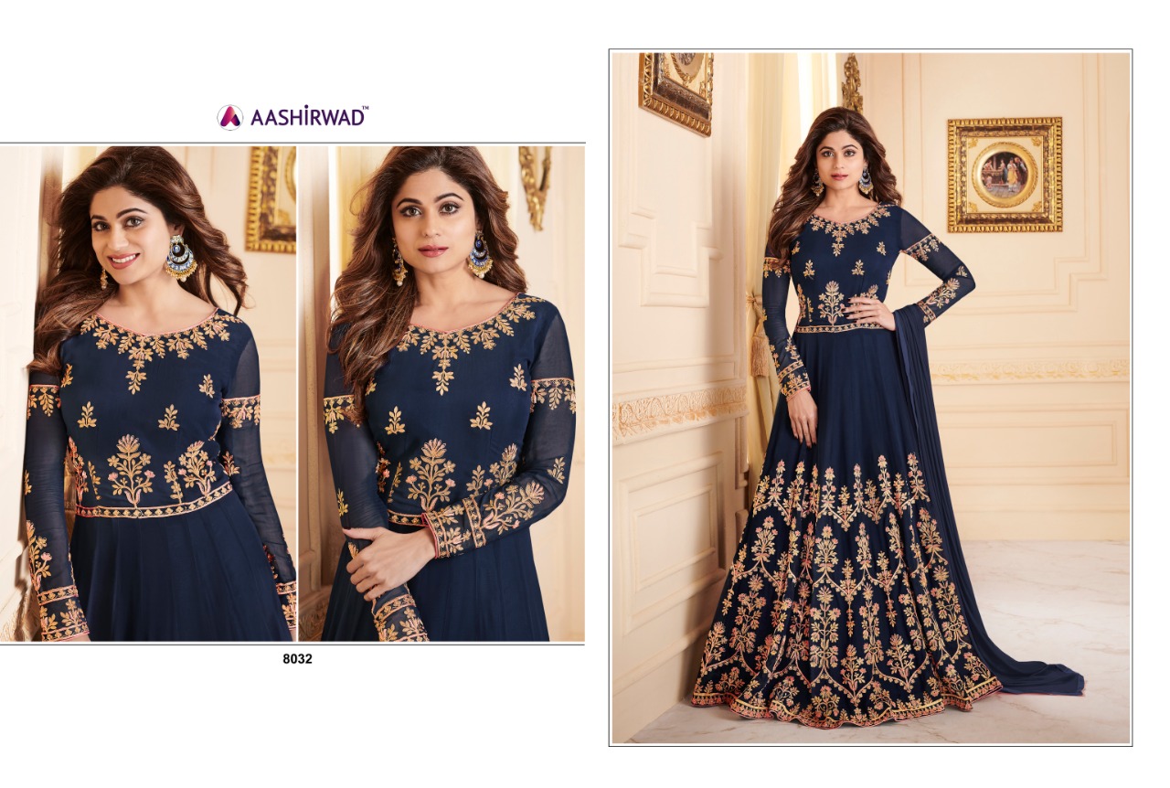 Sui Dhaga By Aashirwad Creation 8029 To 8034 Series Designer Anarkali Suits Collection Beautiful Stylish Fancy Colorful Party Wear & Occasional Wear Real Georgette Embroidered Dresses At Wholesale Price