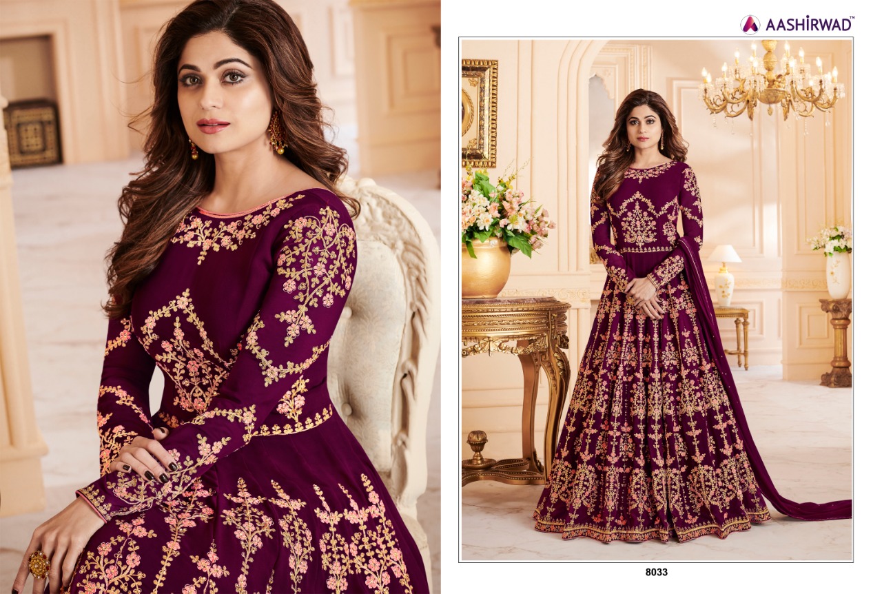 Sui Dhaga By Aashirwad Creation 8029 To 8034 Series Designer Anarkali Suits Collection Beautiful Stylish Fancy Colorful Party Wear & Occasional Wear Real Georgette Embroidered Dresses At Wholesale Price