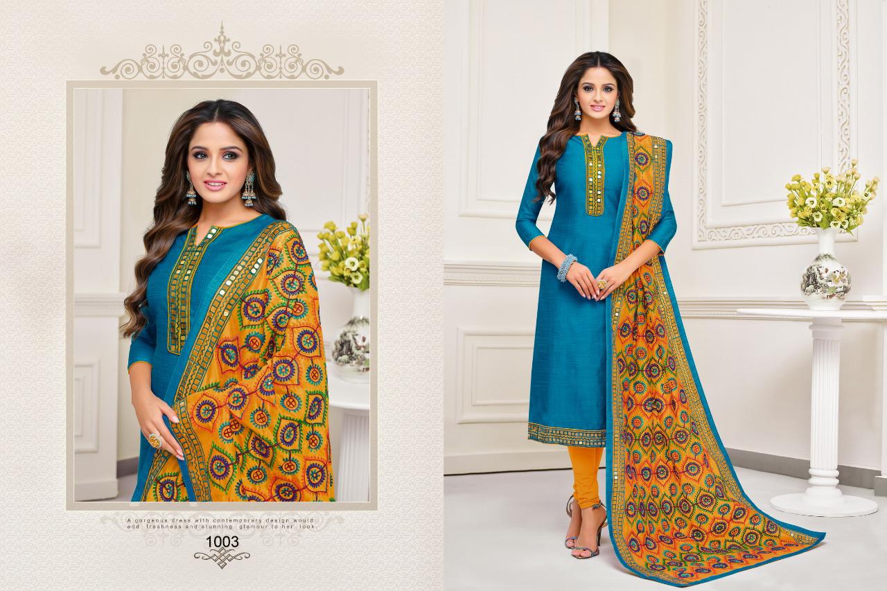 Sui Dhaga By Shagun Lifestyle 1001 To 1012 Series Suits Collection Beautiful Stylish Fancy Colorful Party Wear & Occasional Wear Stripe Butti Silk With South Lace Work Dresses At Wholesale Price