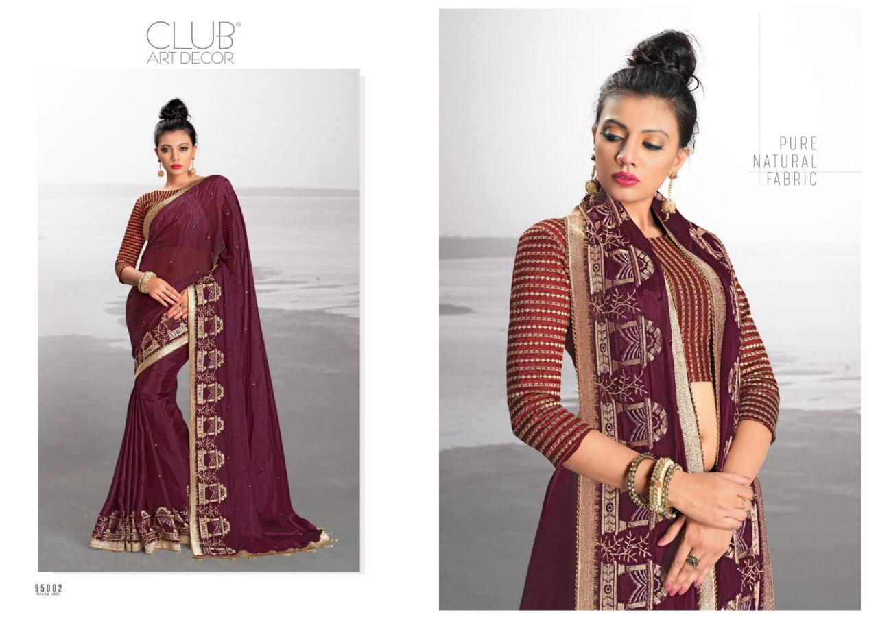 Summer Cool By Club Art Decor 95001 To 95010 Series Indian Traditional Wear Collection Beautiful Stylish Fancy Colorful Party Wear & Occasional Wear Pure Natural Fabric Sarees At Wholesale Price