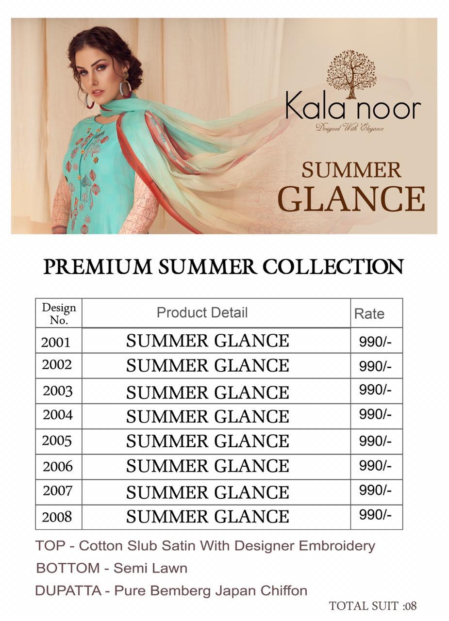 Summer Glance By Kala Noor 2001 To 2007 Series Beautiful Colorful Fancy Stylish Casual Wear & Ethnic Wear Cotton Slub Satin With Embroidery Dresses At Wholesale Price