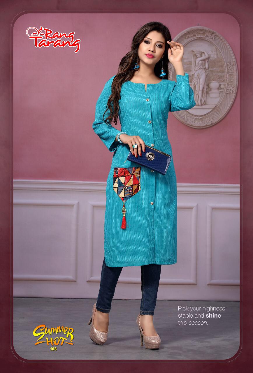Summer Hot By Tarang 101 To 108 Series Stylish Colorful Fancy Beautiful Casual Wear & Ethnic Wear Collection Cotton Kurtis At Wholesale Price