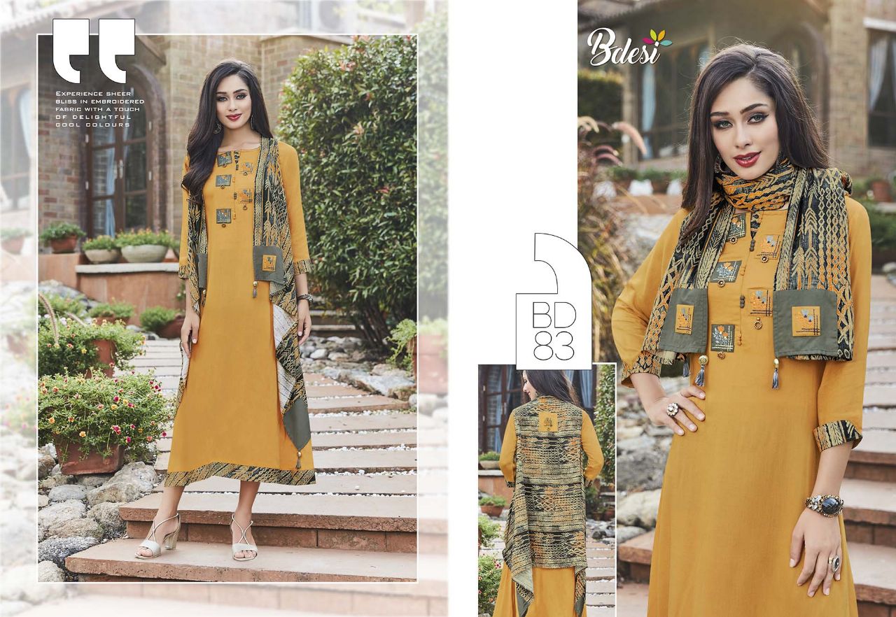 Summer Shine By Bdesi 79 To 85 Series Designer Beautiful Stylish Fancy Colorful Party Wear & Ethnic Wear Cotton/ Modal/ Rayon Embroidered Kurtis At Wholesale Price