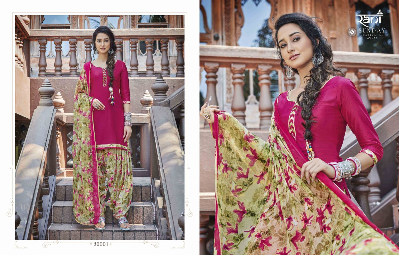 Sunday Patiyala Vol-20 By Rani Fashion Beautiful Patiyala Suits Colorful Stylish Fancy Party Wear & Ethnic Wear Collection Heavy Glace Cotton Dresses At Wholesale Price