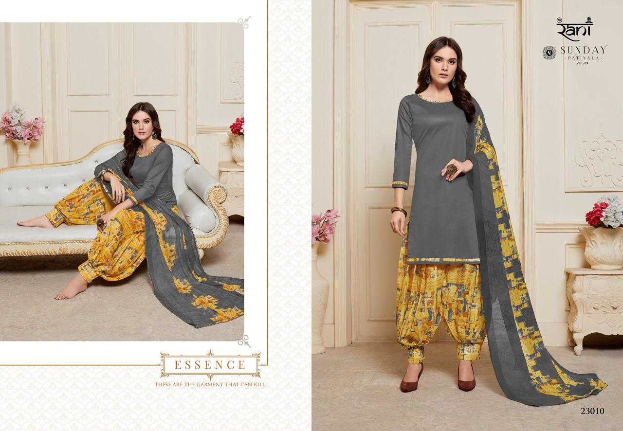 Sunday Patiyala Vol-23 By Rani Fashion 23001 To 23012 Series Designer Patiyala Suits Collection Beautiful Stylish Fancy Colorful Party Wear & Occasional Wear Heavy Glace Cotton Printed  Dresses At Wholesale Price