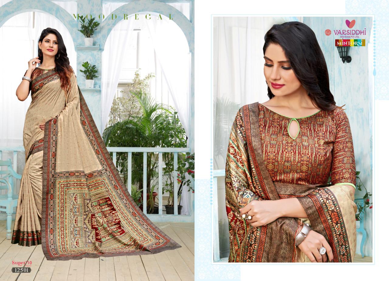 Super-10 By Varsiddhi 12501 To 12510 Series Indian Traditional Wear Collection Beautiful Stylish Fancy Colorful Party Wear & Occasional Wear Dolla Silk Sarees At Wholesale Price