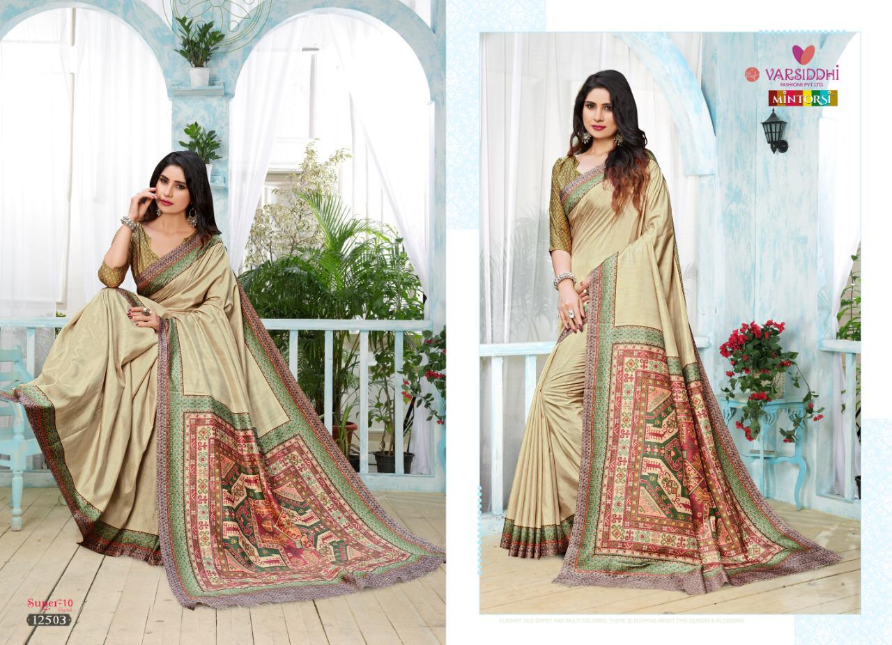 Super-10 By Varsiddhi 12501 To 12510 Series Indian Traditional Wear Collection Beautiful Stylish Fancy Colorful Party Wear & Occasional Wear Dolla Silk Sarees At Wholesale Price