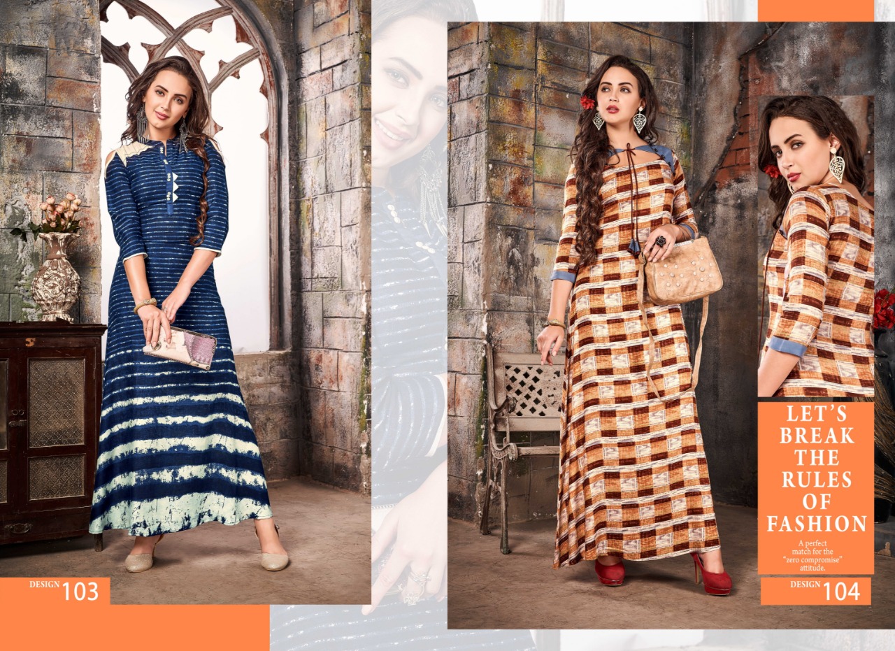 Super Six Vol-1 By Kayra Lifestyle 101 To 106 Series Beautiful Colorful Stylish Fancy Casual Wear & Ethnic Wear & Ready To Wear Rayon Printed Kurtis At Wholesale Price