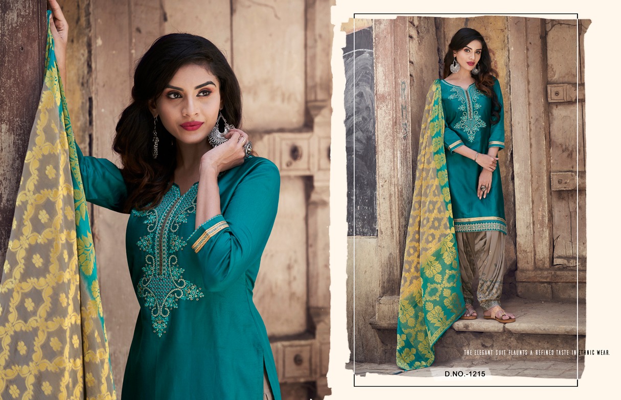 Suvarna By Patiyala Vol-2 By Kajree Fashion 1211 To 1220 Series Designer Patiyala Suits Collection Beautiful Stylish Fancy Colorful Party Wear & Ethnic Wear Pure Jam Silk Kathli And Embroidery Dresses At Wholesale Price