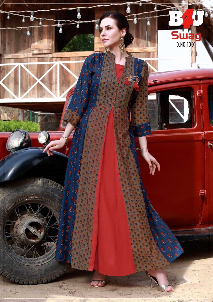 Swag By B4u 1001 To 1007 Series Designer Beautiful Stylish Fancy Colorful Casual Wear & Ethnic Wear Fancy Printed Kurtis At Wholesale Price