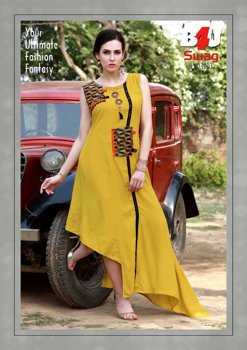 Swag By B4u 1001 To 1007 Series Designer Beautiful Stylish Fancy Colorful Casual Wear & Ethnic Wear Fancy Printed Kurtis At Wholesale Price